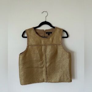 Banana Republic Women’s Gold Top Size L Weave Textured Metallic Shell Blouse